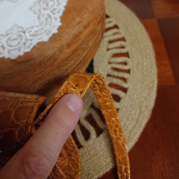 Vintage See Sharp Faux Tortoise Shell Pattern Brown/Mustard Yellow/Tan Purse - Picture 17 of 17